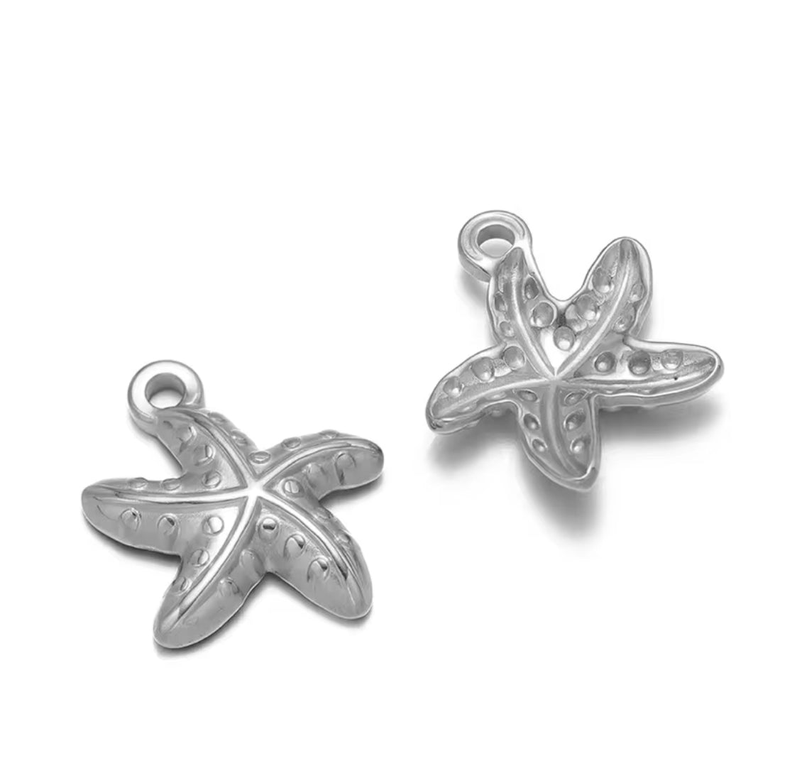 SS 2568 Star fish charm silver plated stainless steel ( 1 piece ) Anti tarnish