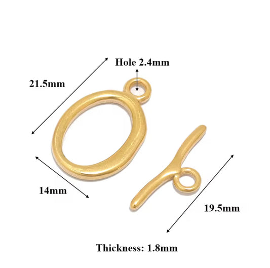 SS 2350 Oval OT toggle clasp 18k gold PVD plated Stainless steel ( 1 pc ) Anti tarnish