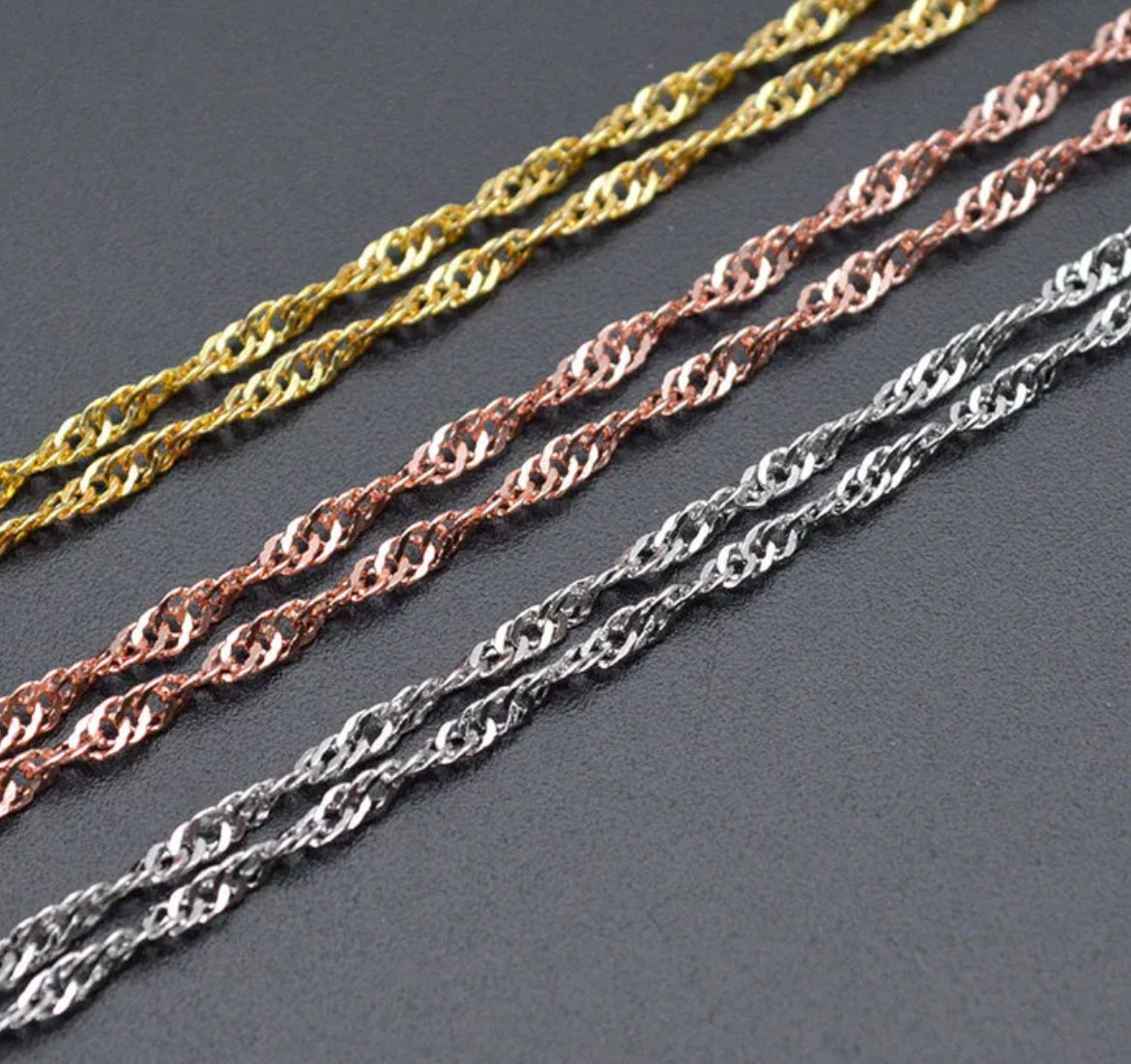 RC 04 Waterwave 14k gold plated ready chain ( 1 pc ) - anti tarnish