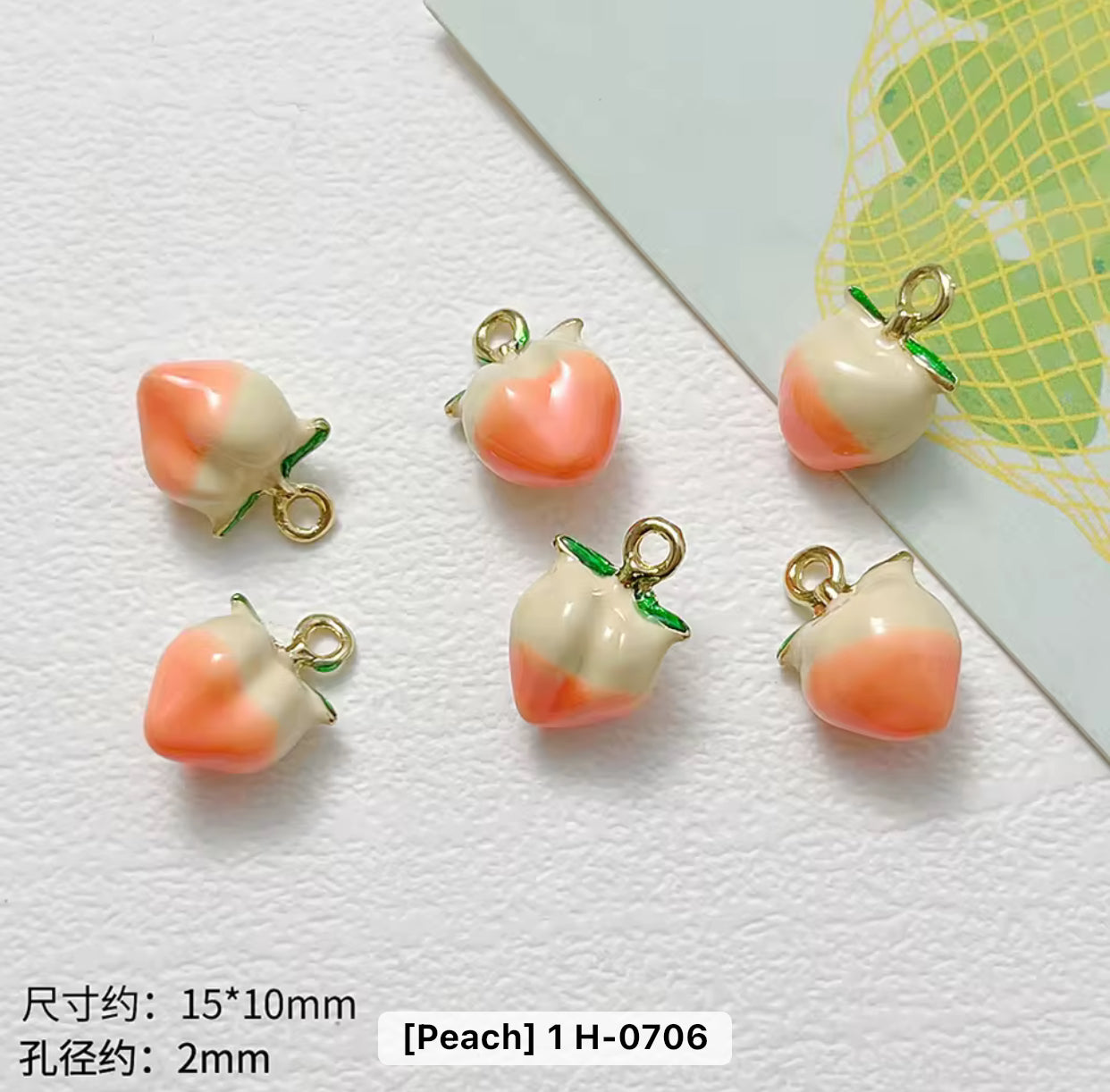 SS 2874 Peach Fruit enamel 14k gold plated charm ( 1 pc ) Anti tarnish