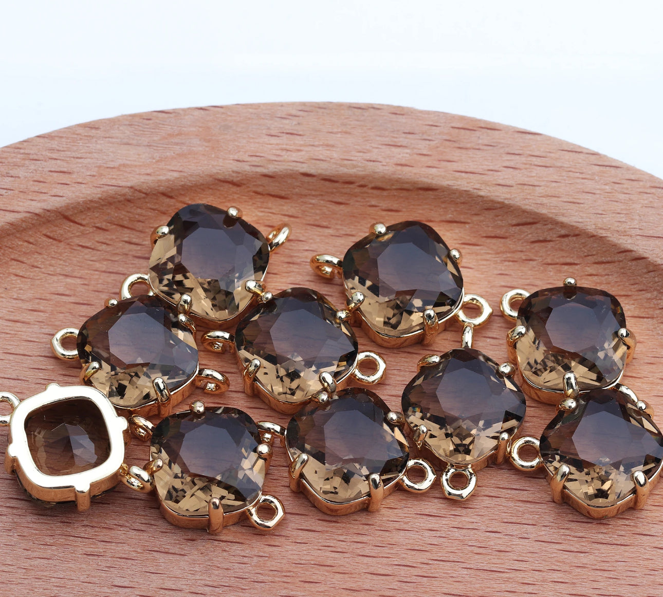 CZ 1298 gold plated crystal connector - per piece - anti tarnish