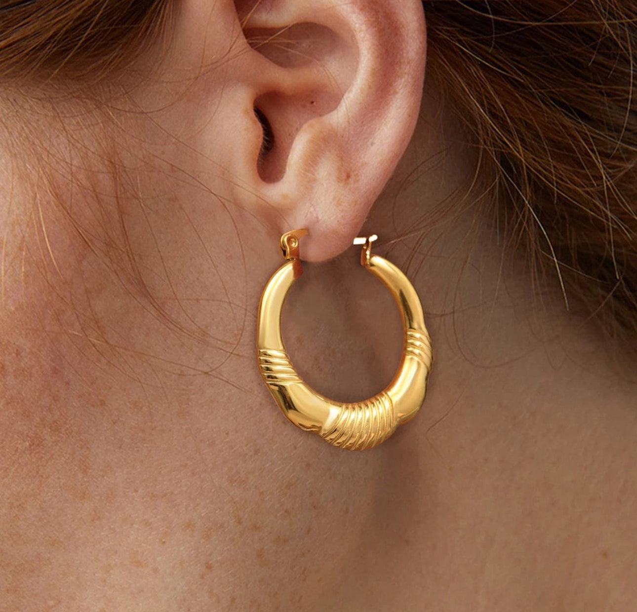 SS 83 Vintage Style Hoop Earrings - 18k stainless steel - Anti tarnish - Wholesale