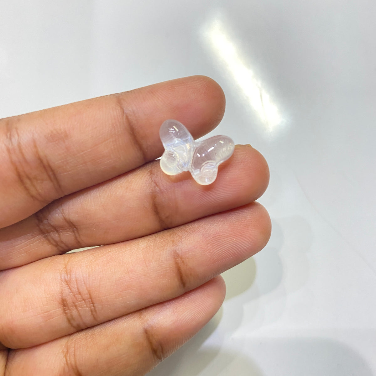 GB64E milky white butterfly glass beads - per piece