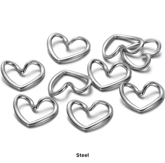 SS 1260 Wavy heart charm silver plated stainless steel ( 1 pc ) Anti tarnish