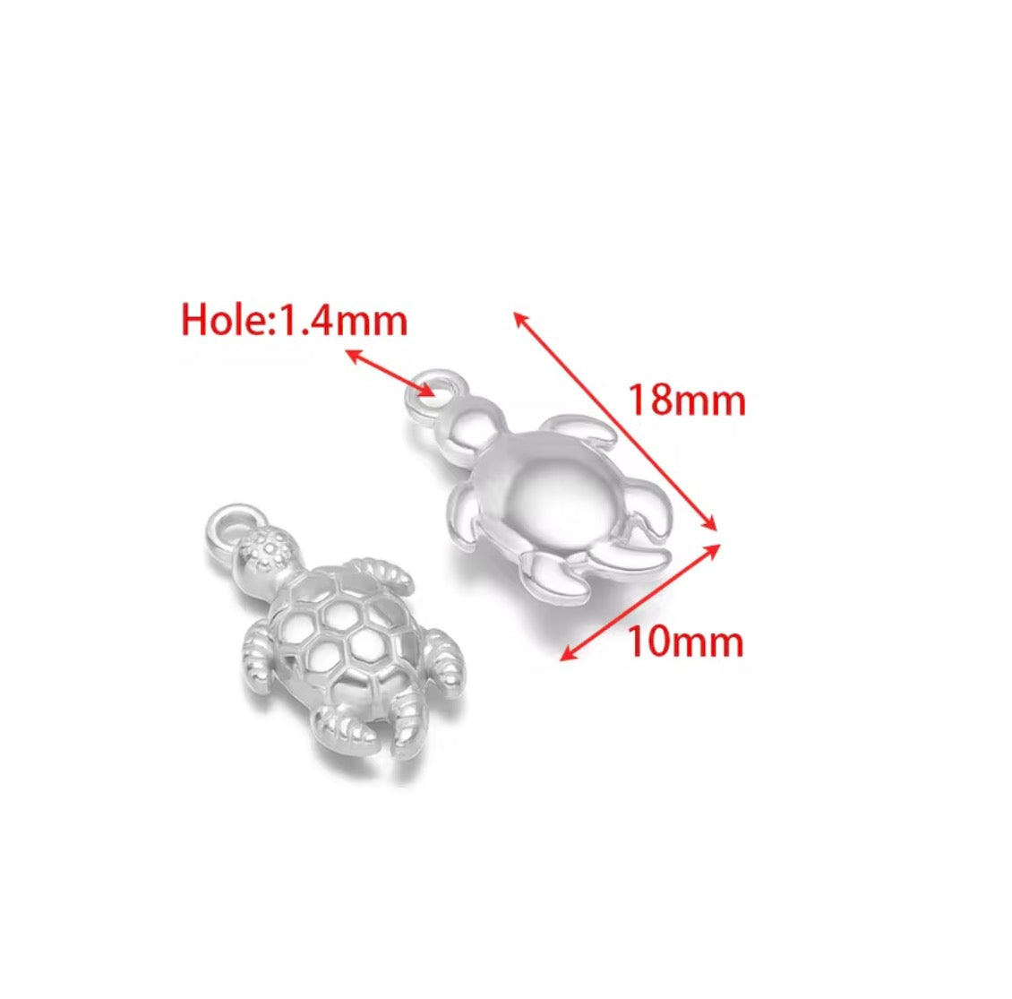 SC20D Turtle charm ( 1 pc ) silver PVD