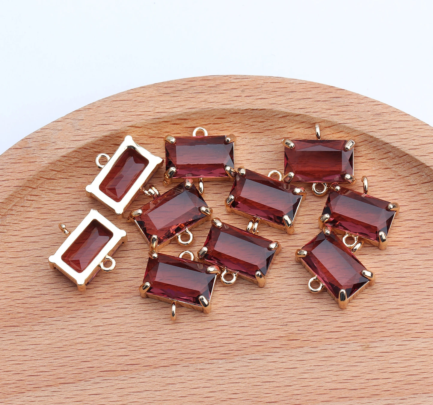 CZ 1218 rectangle 18k gold plated connector - per piece- anti tarnish