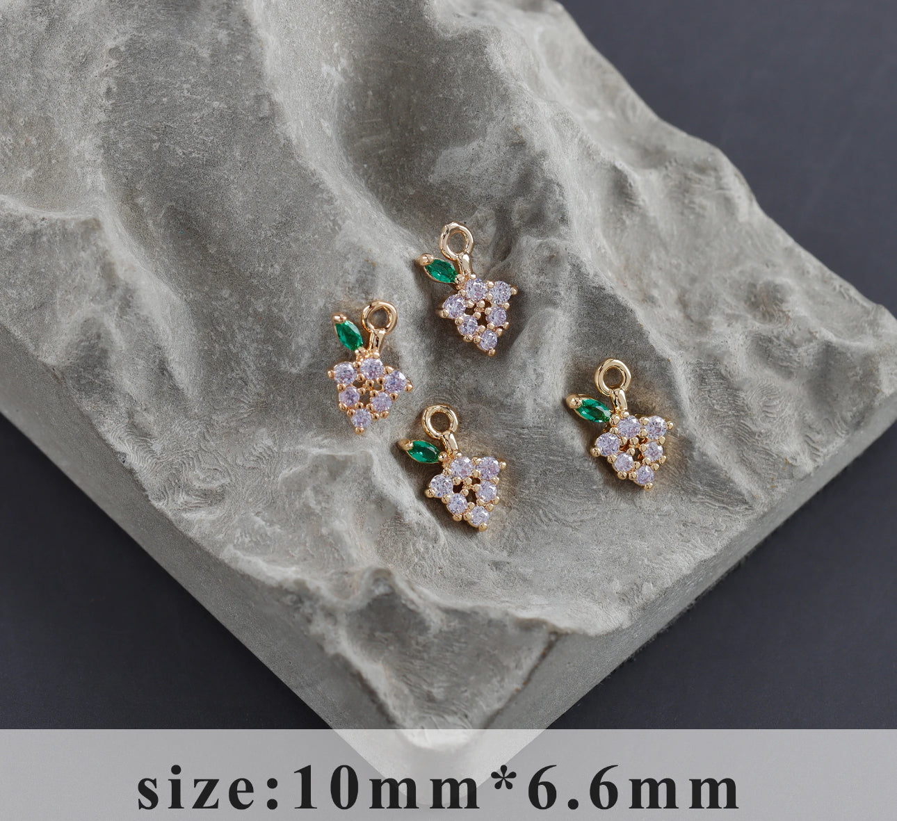 CZ 1293 grapes zircon 18k gold plated charm - per piece- anti tarnish