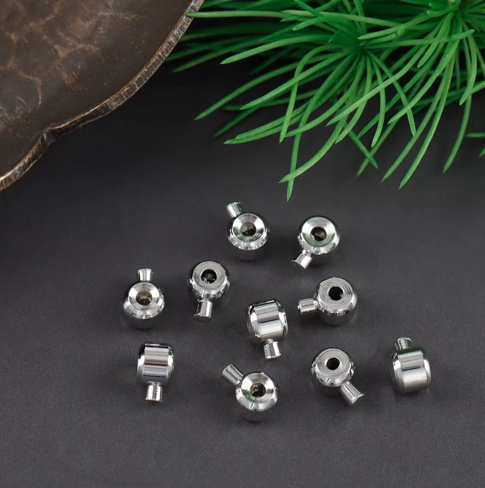 SS 4004 Chain End Locker Crimp Rhodium plated ( 1 pc ) Anti tarnish