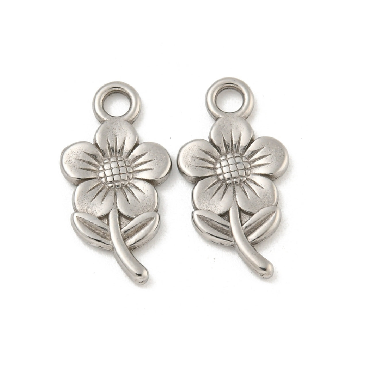 SS 3034 Flower Charm Platinum PVD plated stainless steel ( 1 piece ) Anti tarnish ( 6:15 mm )