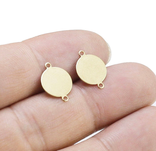 BC01P Round Connector charm ( 1 pc ) Raw Brass