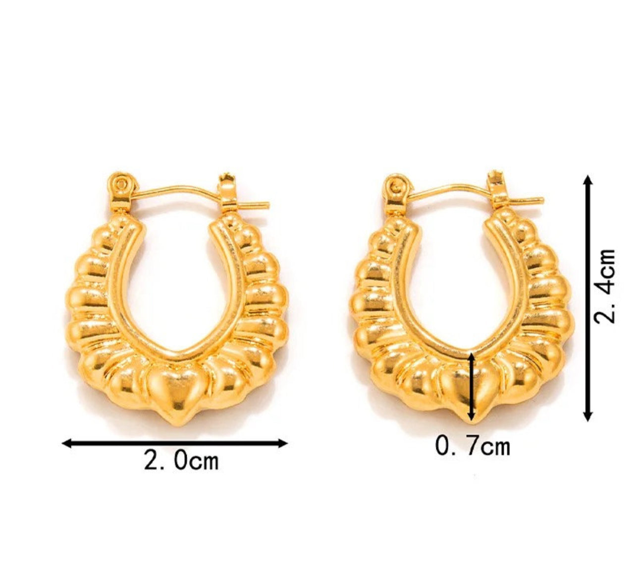 SJ 79 Heart U shape vintage Earrings - 18k stainless steel - Anti tarnish - Wholesale