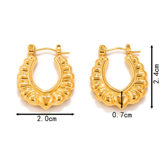 SJ 79 Heart U shape vintage Earrings - 18k stainless steel - Anti tarnish - Wholesale