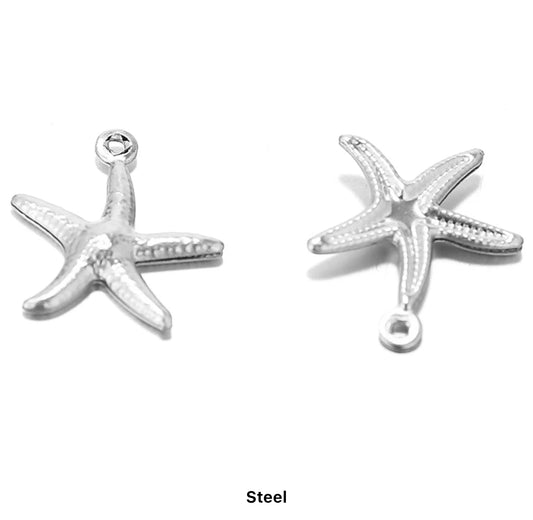 SS 1266 - star fish charm silver plated stainless steel ( 1 Pc ) anti tarnish