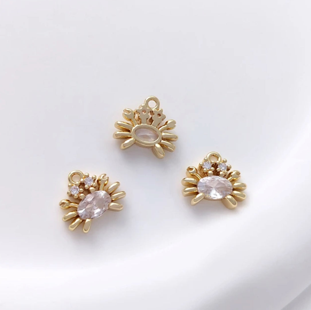 GP 1460 Crab 14k gold plated charm - per piece - anti tarnish