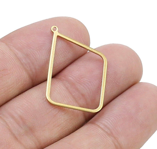 BC01C Rhombus Bezel charm ( 1 pc ) Raw Brass
