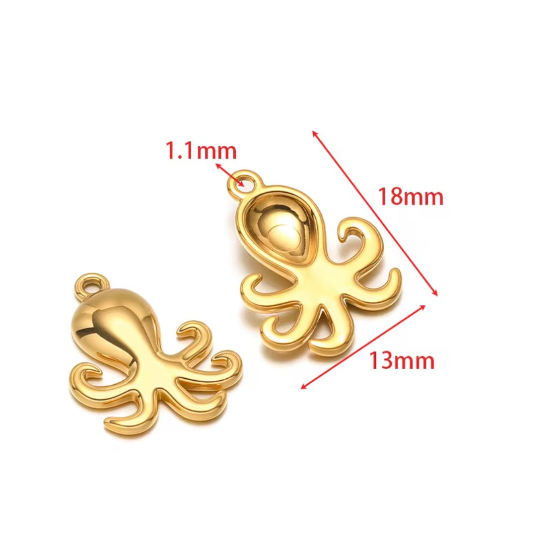 SS 3112 Octopus Ocean Charm 18k Gold PVD plated 316 stainless steel ( 1 pc ) Anti tarnish