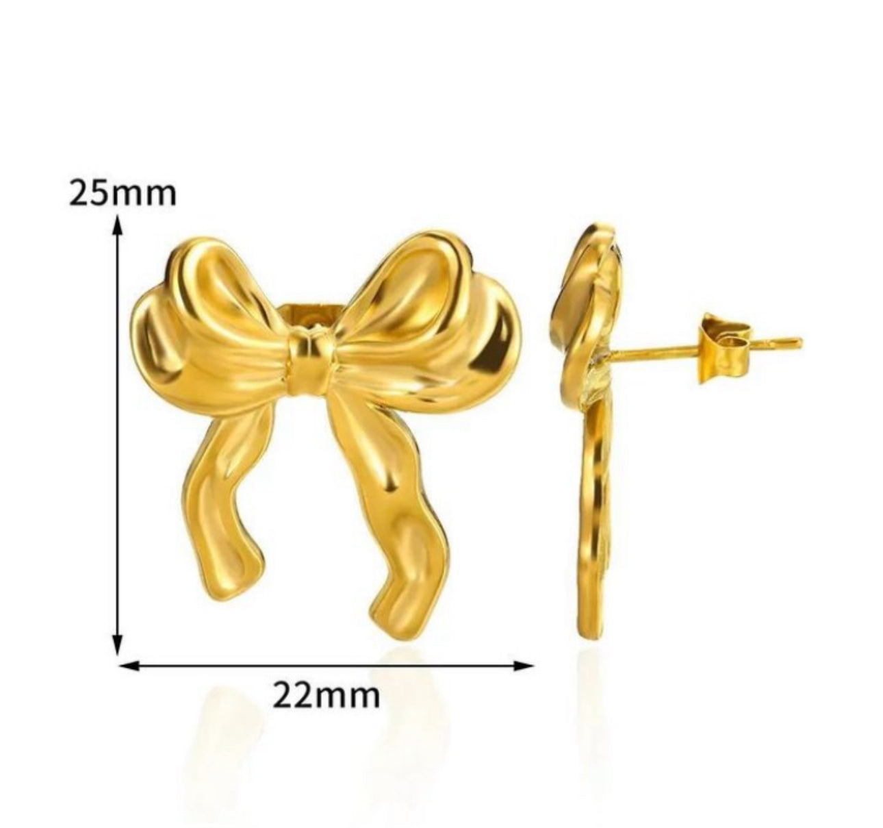 SS 75 Classic Ribbon Bow Earrings - 18k stainless steel - Anti tarnish - Wholesale