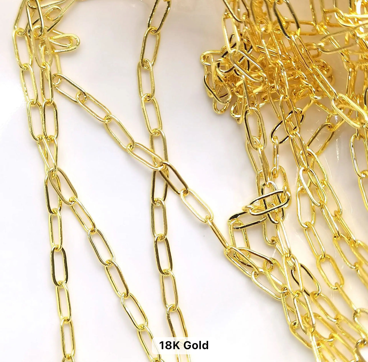 CN 32 Paper clip 18k gold plated chain ( 1 feet ) Anti tarnish