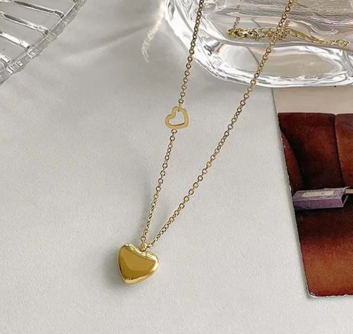 SJ 100 Double Heart Minimalistic Necklace - 18k stainless steel - Anti tarnish - Wholesale