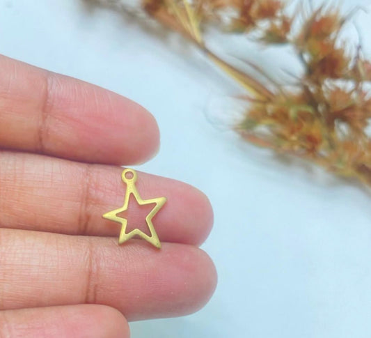 BC02H Hollow star Brass Charm ( 1 pc ) Raw brass