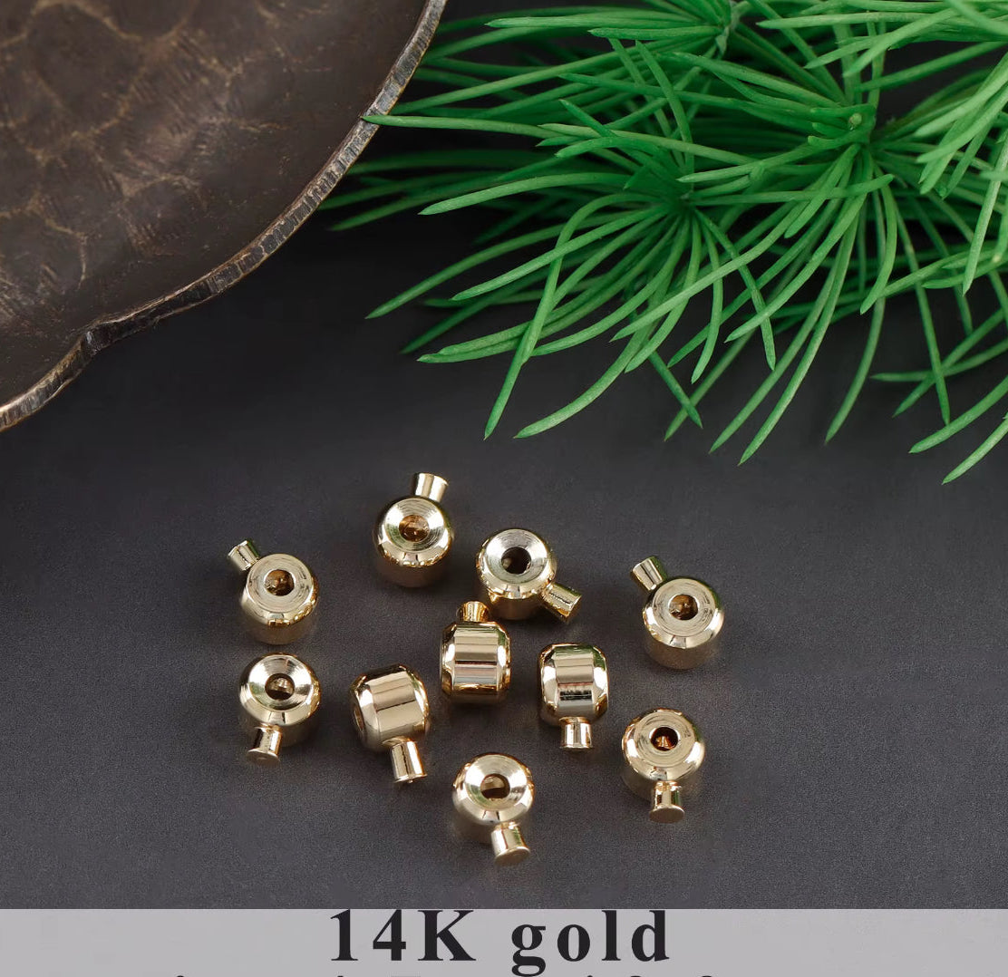 SS 2966 Chain End Locker Crimp ( 1 pc ) 14k Gold plated