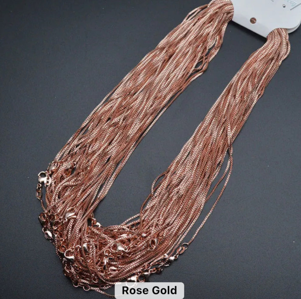 RC 50 Rose gold plated box square chain ( 1 pc ) Anti tarnish