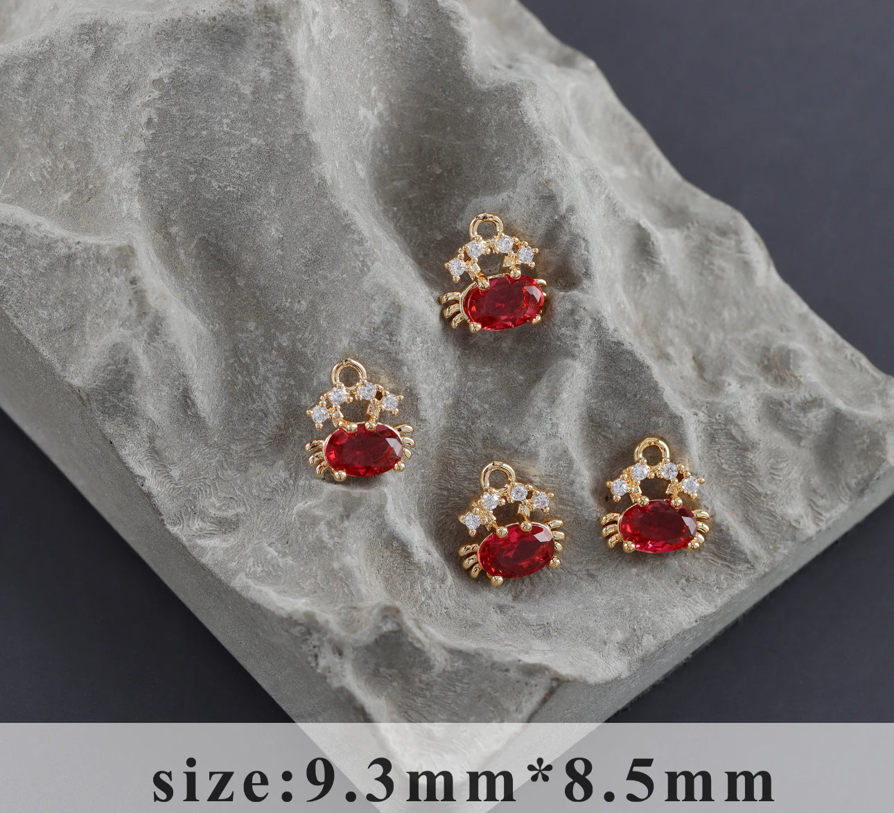 CZ 1292 pink Crab zircon 18k gold plated charm - per piece- anti tarnish