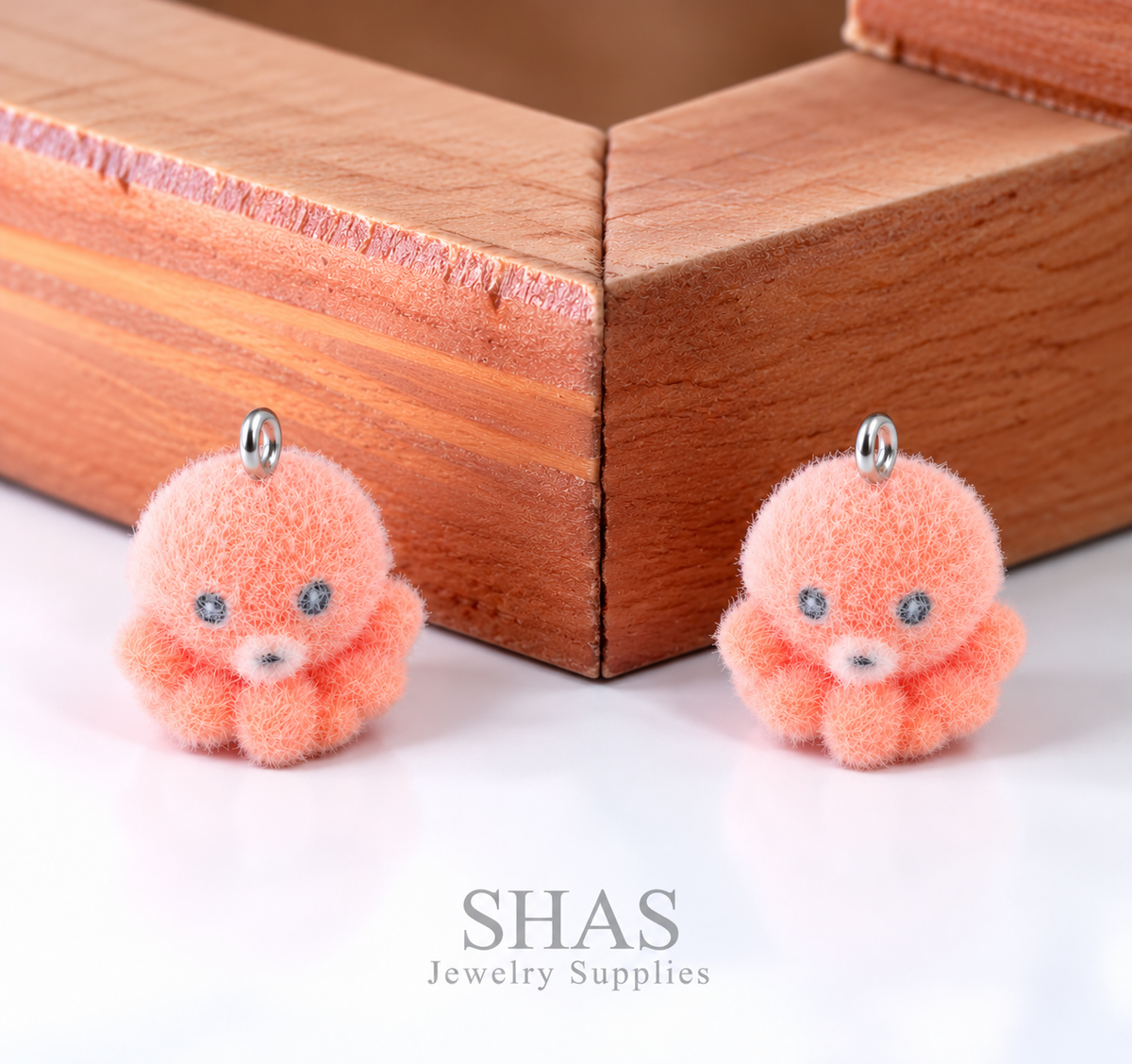 RM14L Orange Octopus 3D Fur Flocking Resin Charm ( 1 pc )