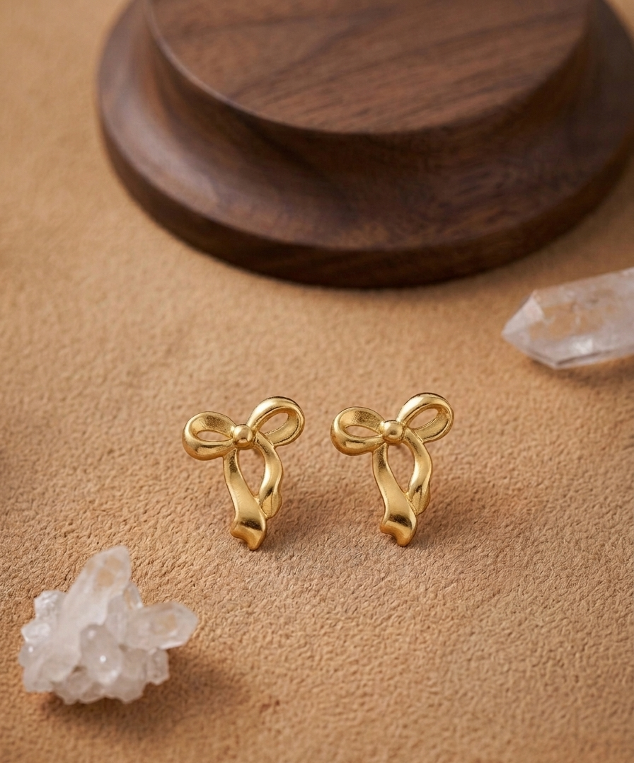 ESJ18F RIBBON earring - 18K GOLD PVD plated 316 stainless steel - Anti tarnish