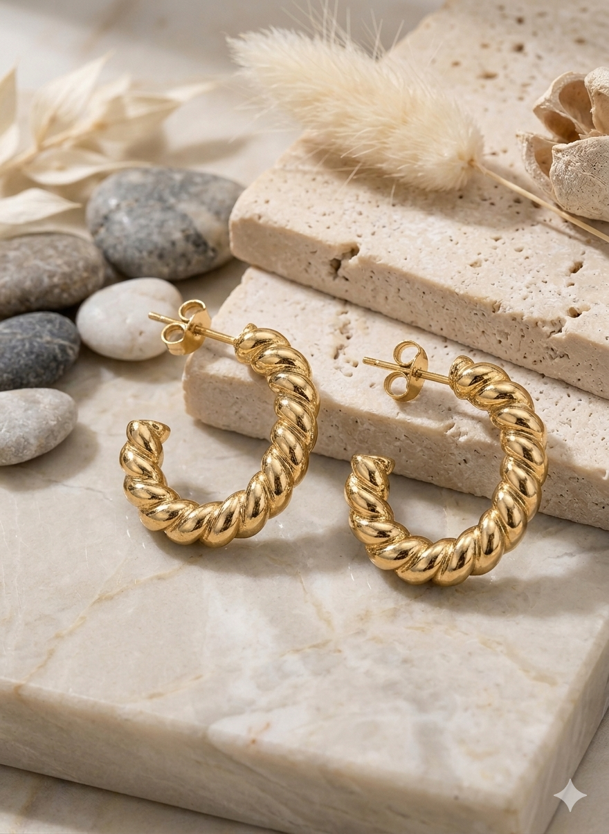 ESJ16G AURA TWIST Earrings - 18K GOLD PVD plated 316 stainless steel - Anti tarnish
