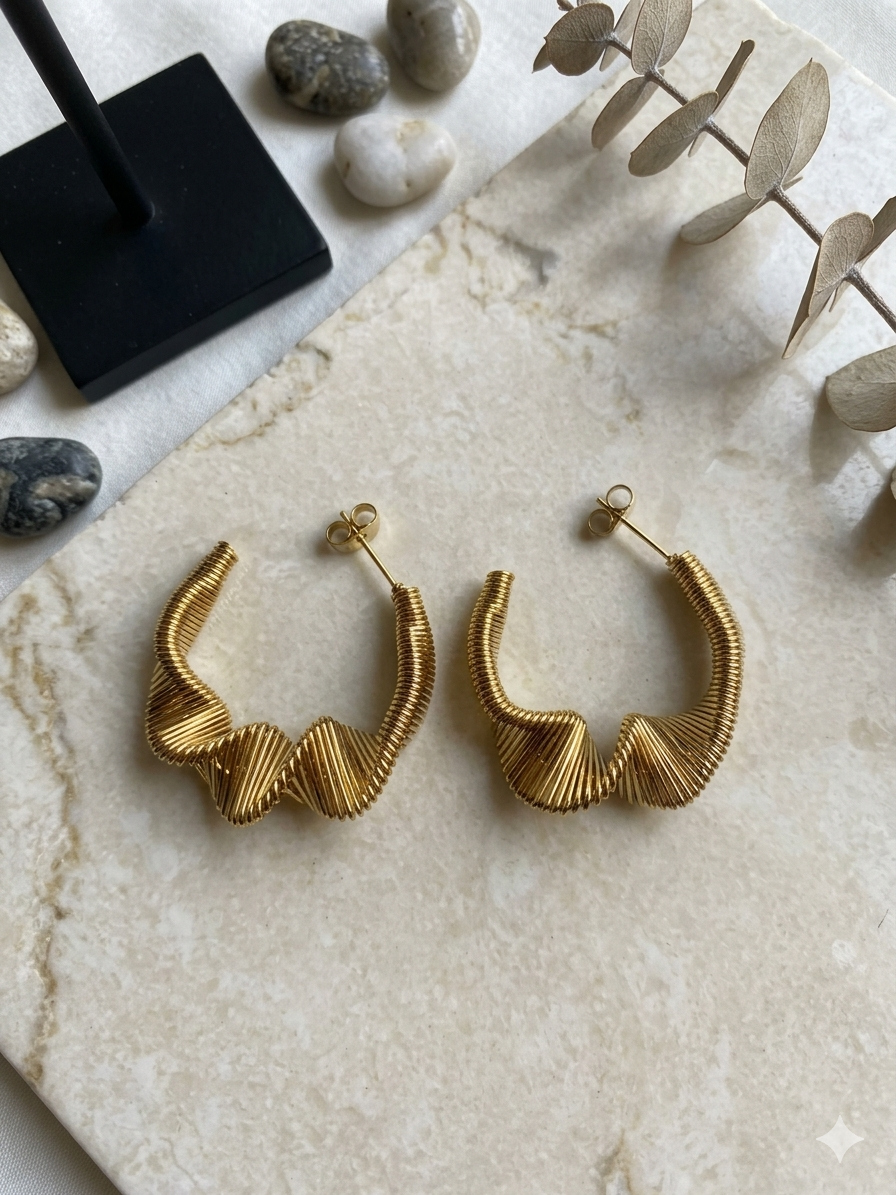 ESJ18D SPIRAL earring - 18K GOLD PVD plated 316 stainless steel - Anti tarnish