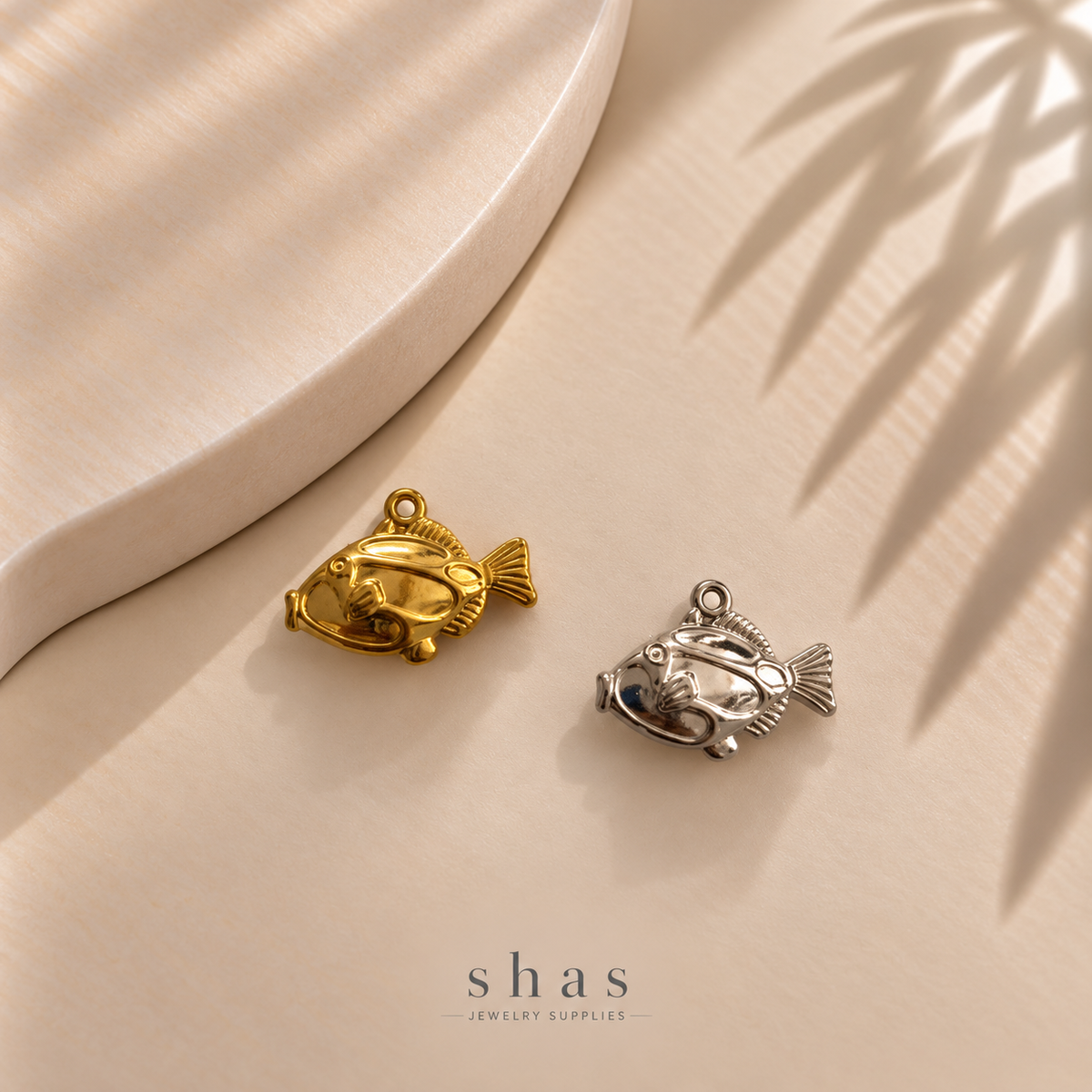 SC23U Gold Fish Charm ( 1 pc ) PVD Plated