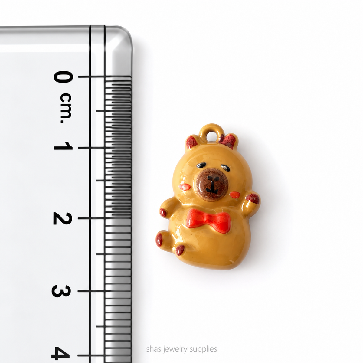 APC04Z Brown Teddy Bear 3D Charm ( 1 PC ) Premium Alloy Printed