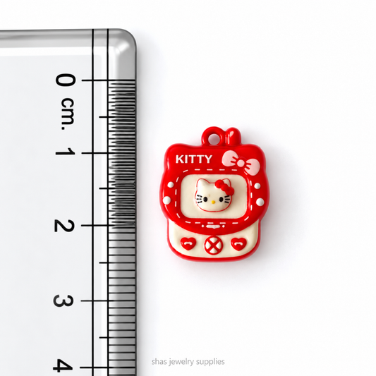 APC04W Red Hello kitty Tamagotchi 3D Charm ( 1 PC ) Premium Alloy Printed