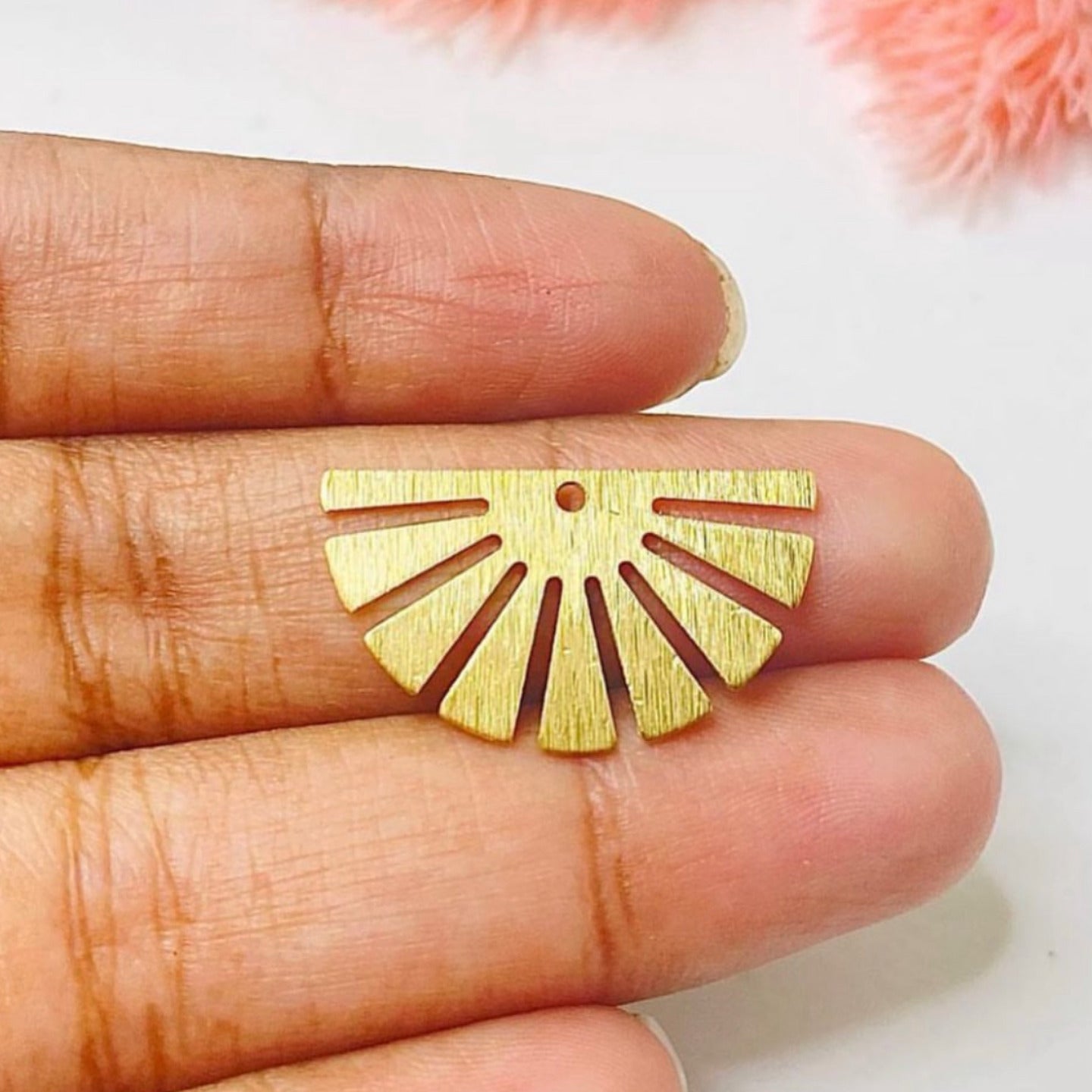 SS 135 Half sun Textured Brass Charm ( 1 pc )