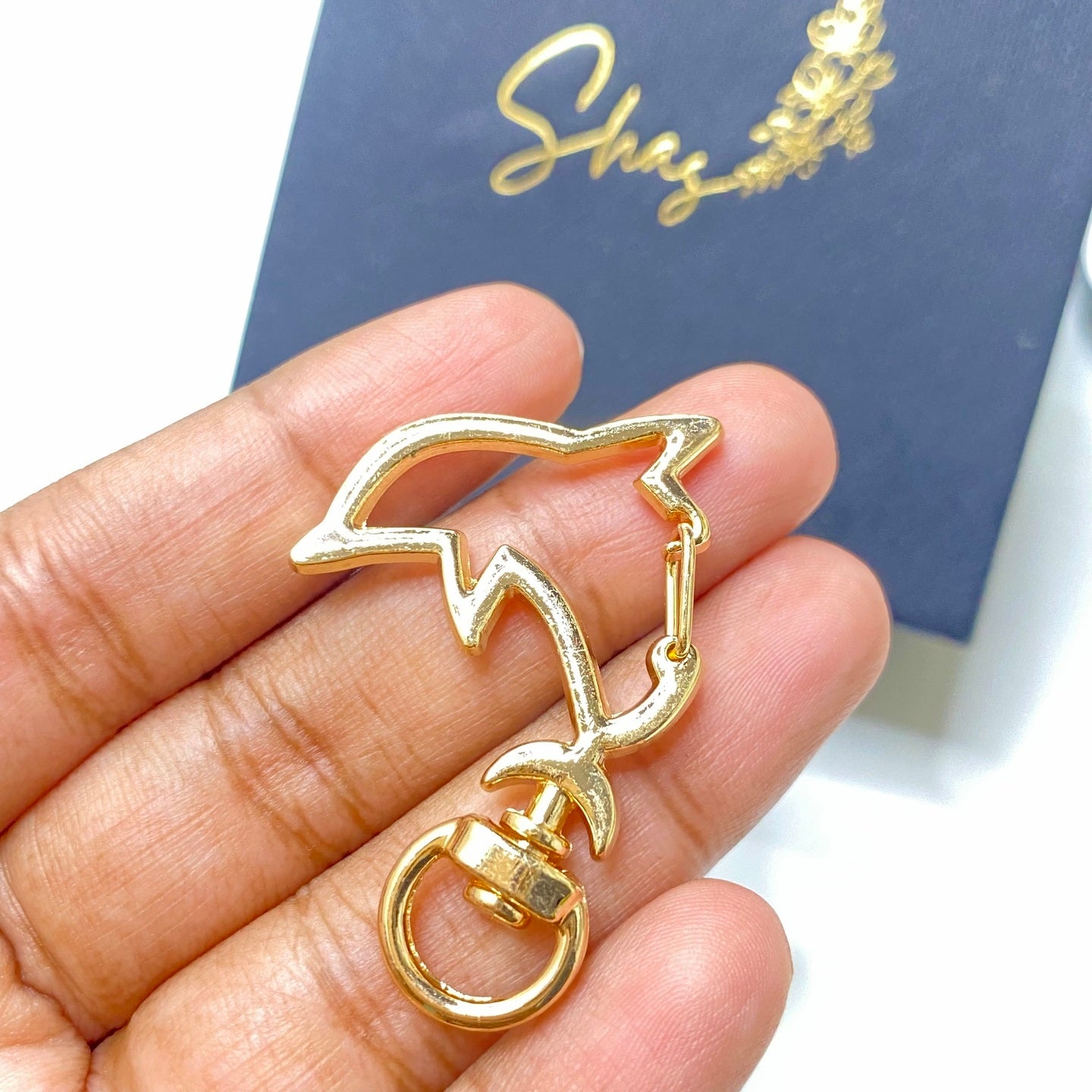 BBB 262 (d) 18K Gold dolphin keychain clasp (1 pc ) high quality