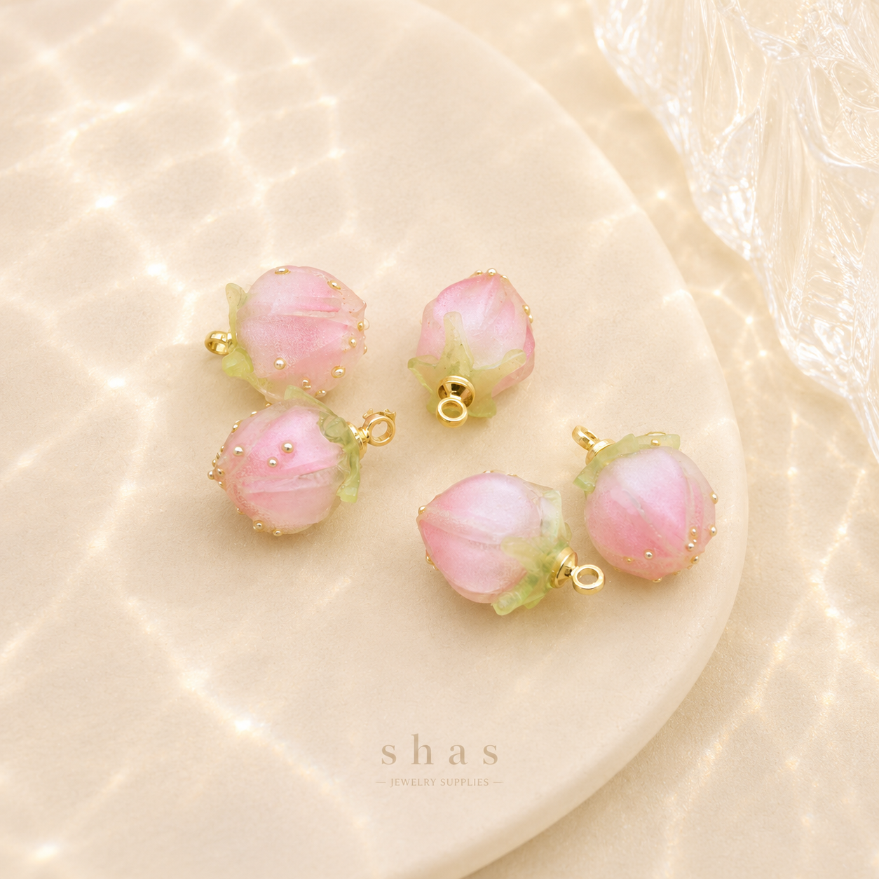 GPC14K Light Pink Rose charm ( 1 pc ) Anti tarnish