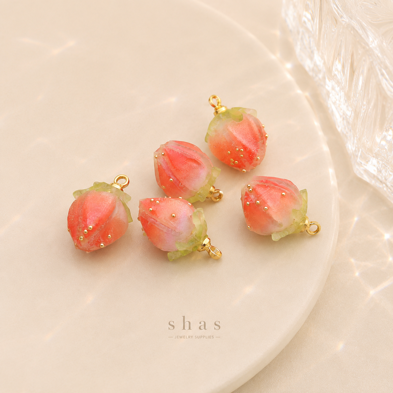 GPC14N Orange Rose charm ( 1 pc ) Anti tarnish