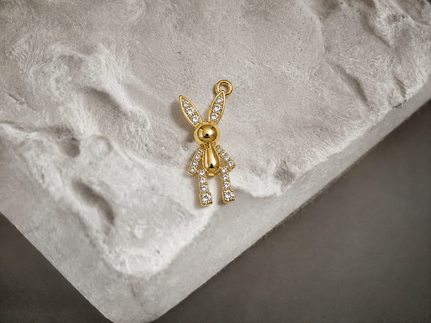 GPC05C Man zircon charm 14k gold plated ( 1 pc ) - anti tarnish