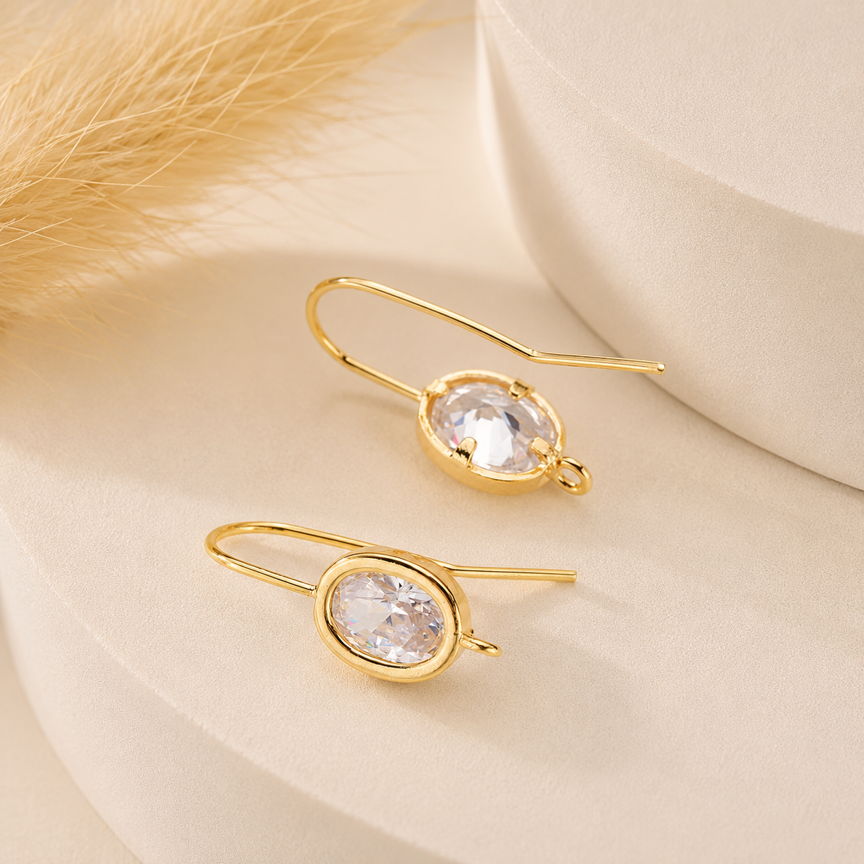 SS 3221 Zircon Hook 18k gold plated ( 2 pc ) Anti tarnish