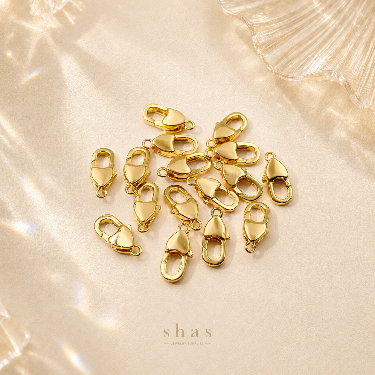 SS 3228 Heart Lobster clasp 18k gold plated lobster clasp 12mm ( 1 pc ) Anti tarnish