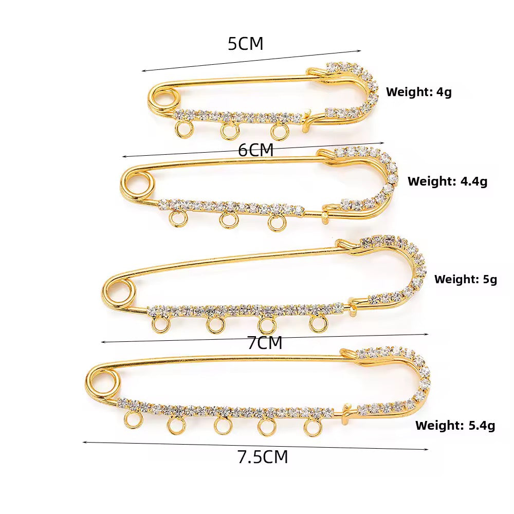 BBB 273 Brooch Rhinestone Safety pin with Loop for Charms ( 1 pc )