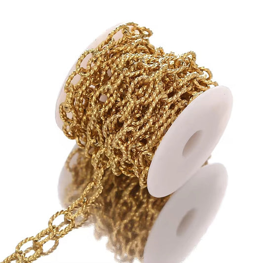 CN 13 Twisted oval chunky thick Gold Stainless steel chain - per feet - Anti tarnish