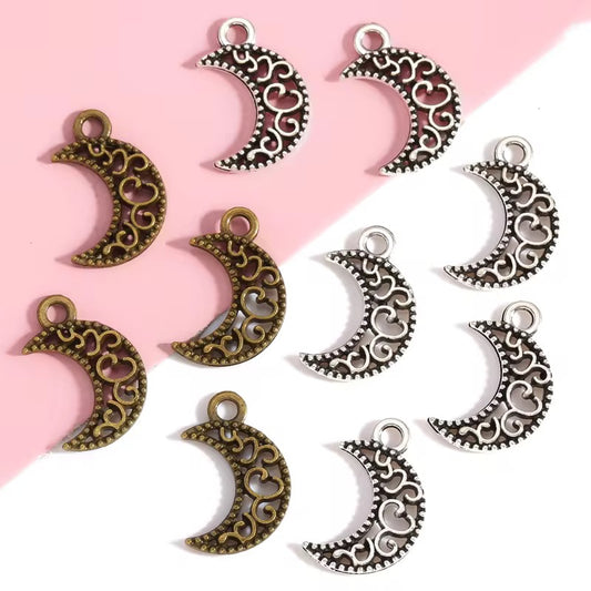 BBB 309 (b) Silver Moon Metal charm ( 1 pc ) High quality Alloy ( 18:12 mm )