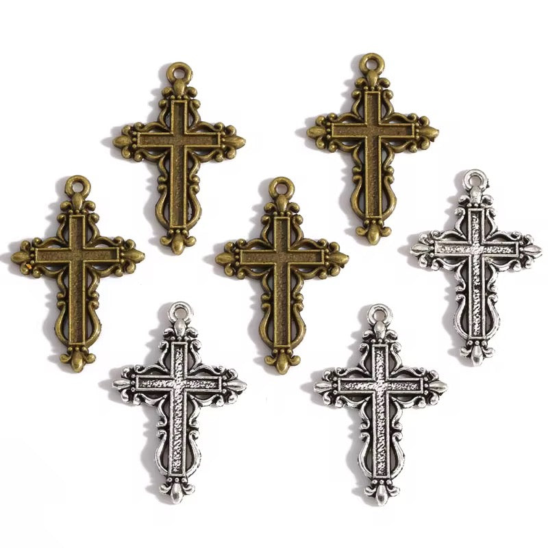 BBB 310 (a) Silver Cross Metal charm ( 1 pc ) High quality Alloy ( 35:22 mm )