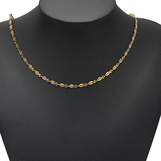 CN 422 Oval Fish Chain 18k gold PVD 316 Stainless steel ( 1 feet ) Anti tarnish