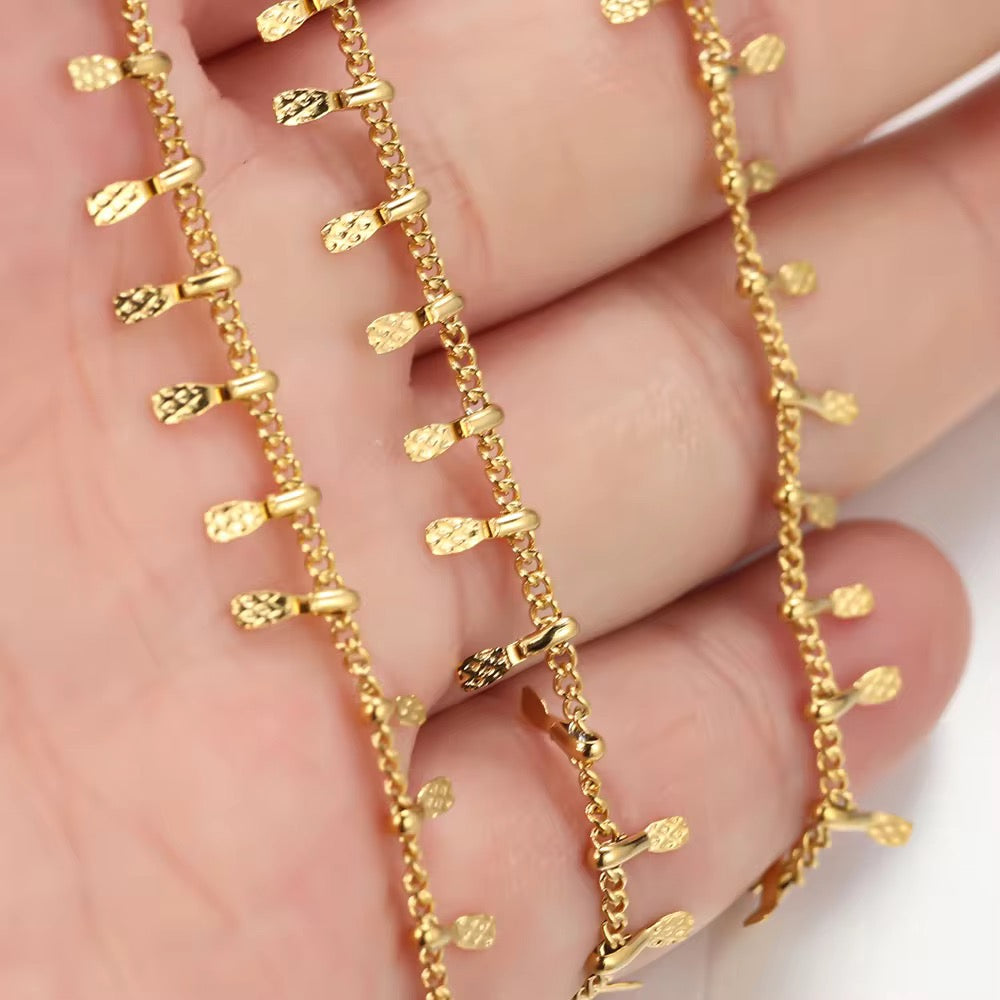 CN 427 Pinch Bell Chain 18k gold PVD plated 316 Stainless steel chain ( 1 feet ) Anti tarnish