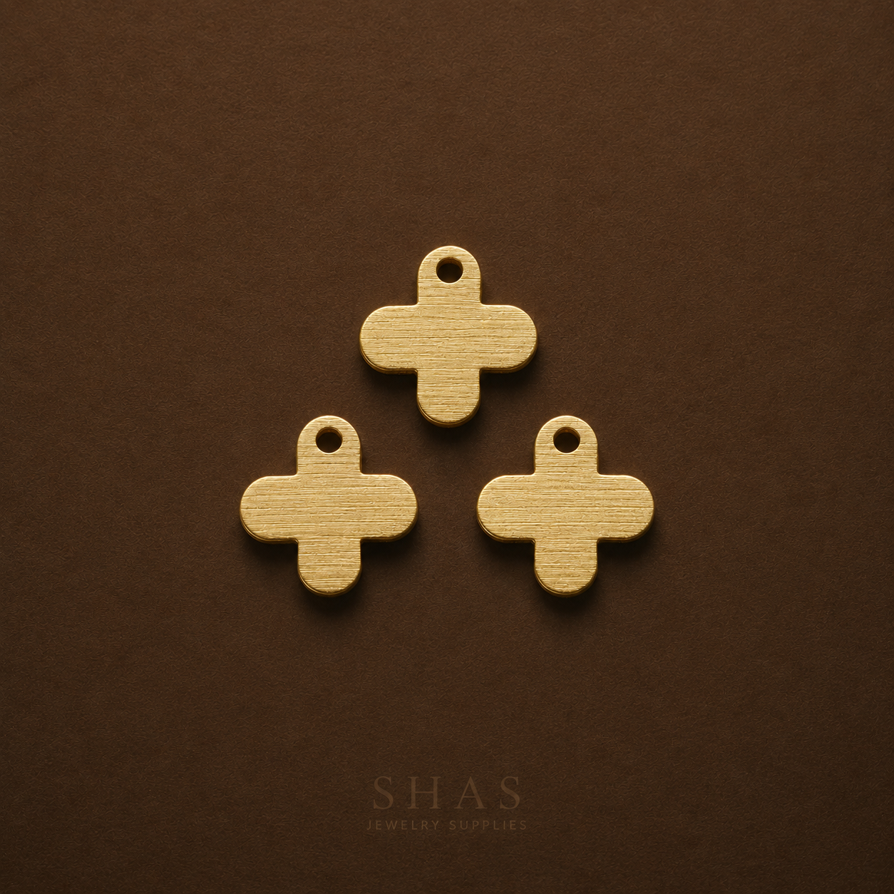 BC01A Cross Textured charm ( 1 pc ) Raw Brass