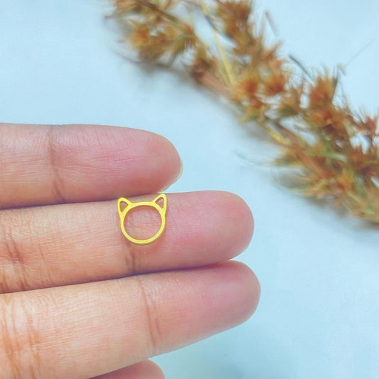 BC02K Cat brass charm ( 1 pc ) Raw brass