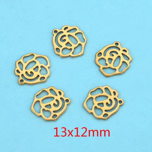 SS 2603 Rose charm 18k Gold plated stainless steel ( 1 piece ) Anti tarnish